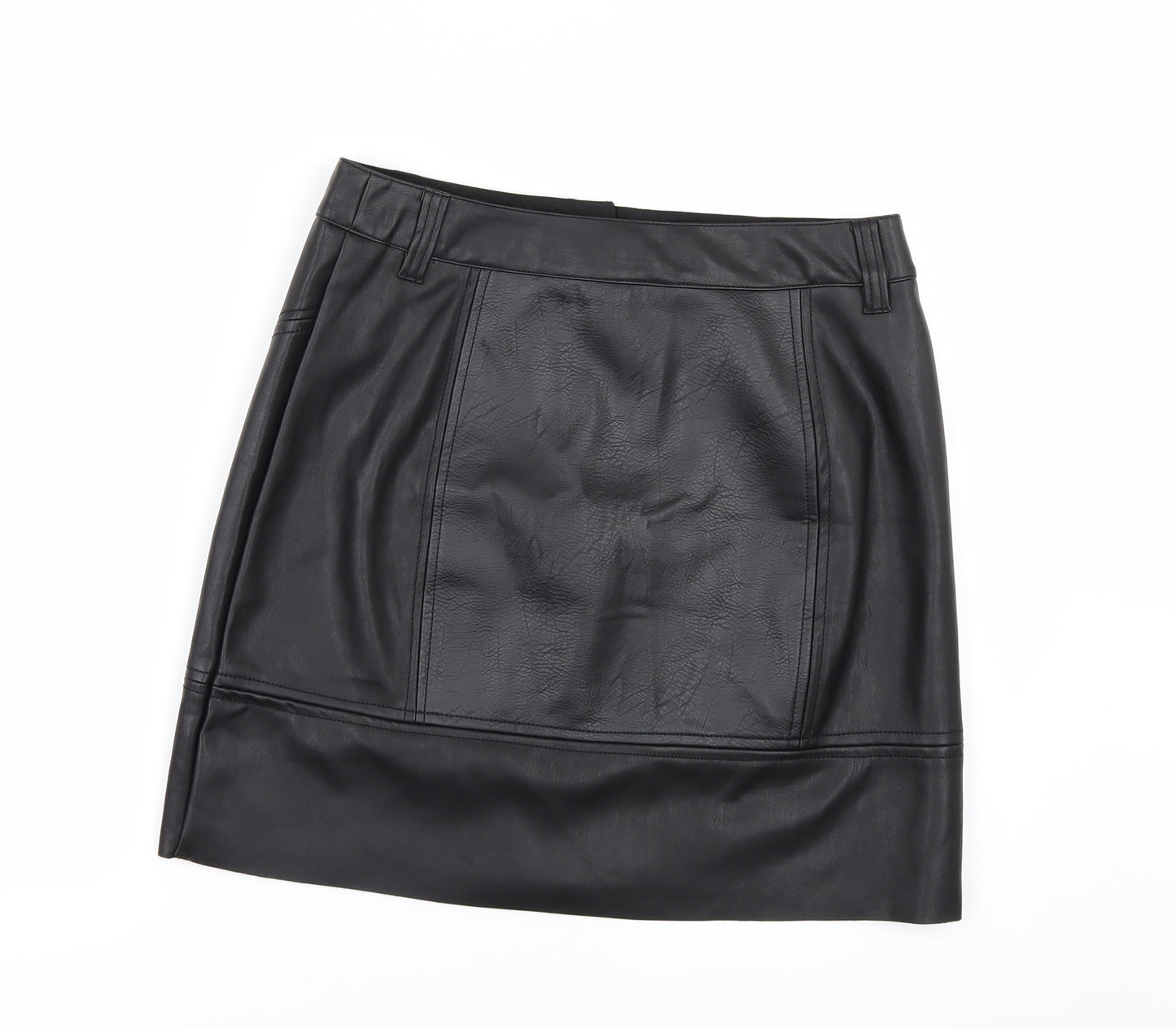 River Island Womens Black   Mini Skirt Size 6  - leather look