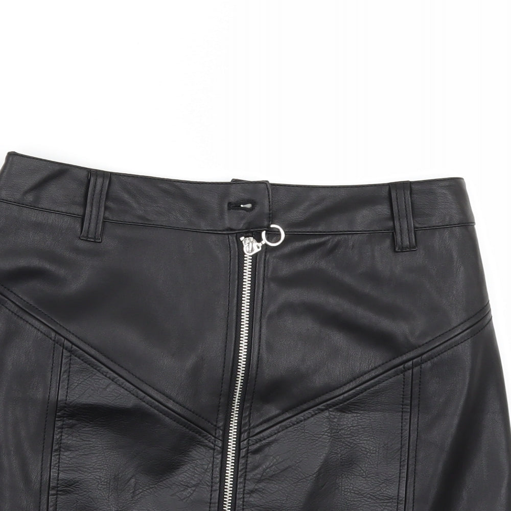 River Island Womens Black   Mini Skirt Size 6  - leather look
