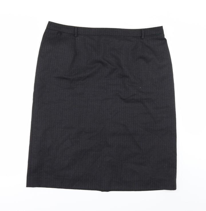 Preworn Womens Grey Striped A-Line Skirt Size 16
