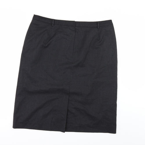 Preworn Womens Grey Striped  A-Line Skirt Size 16