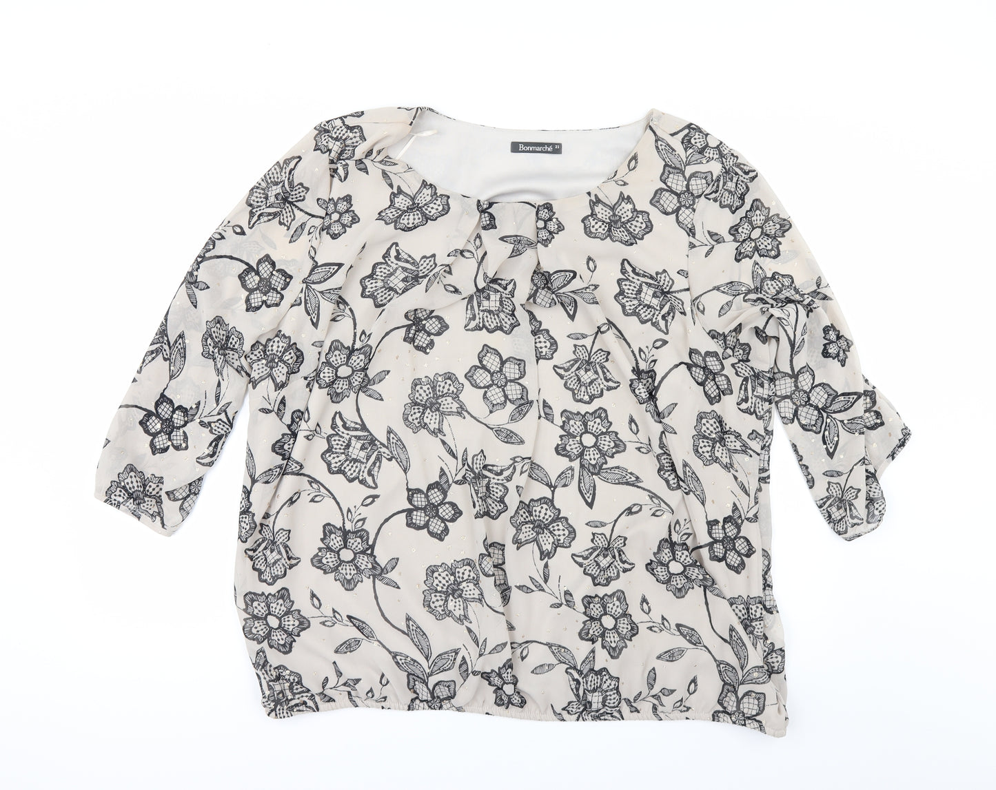 Bonmarché Womens Beige Floral  Basic Blouse Size 22