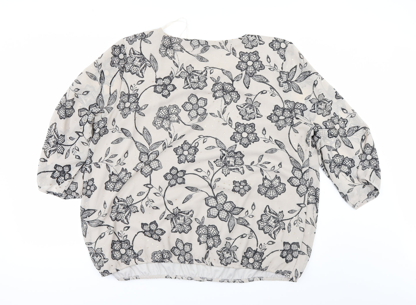 Bonmarché Womens Beige Floral  Basic Blouse Size 22