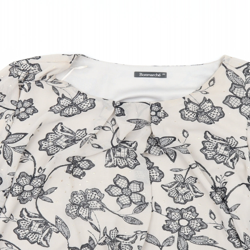 Bonmarché Womens Beige Floral  Basic Blouse Size 22
