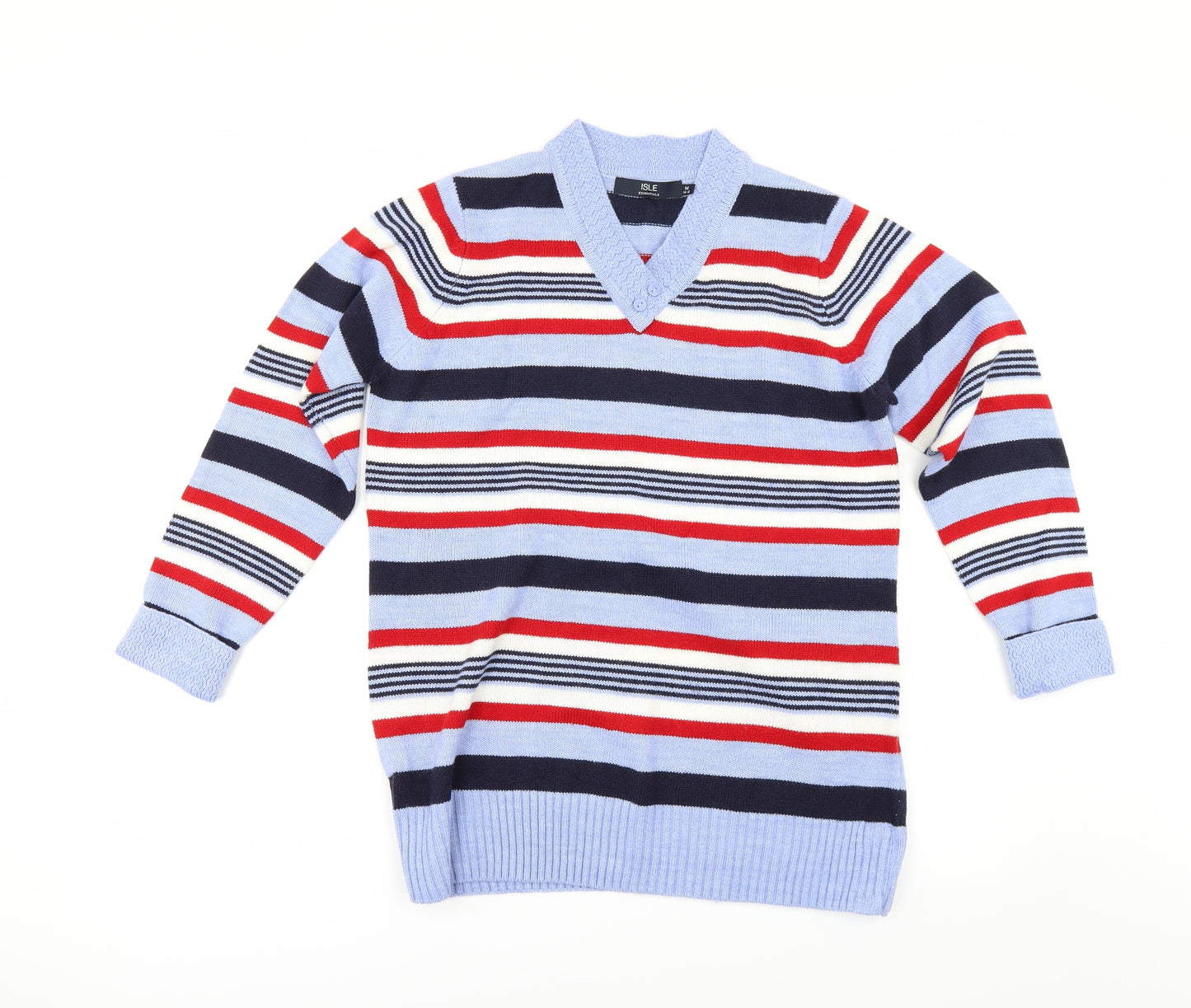 EWM Womens Blue Striped  Pullover Jumper Size M