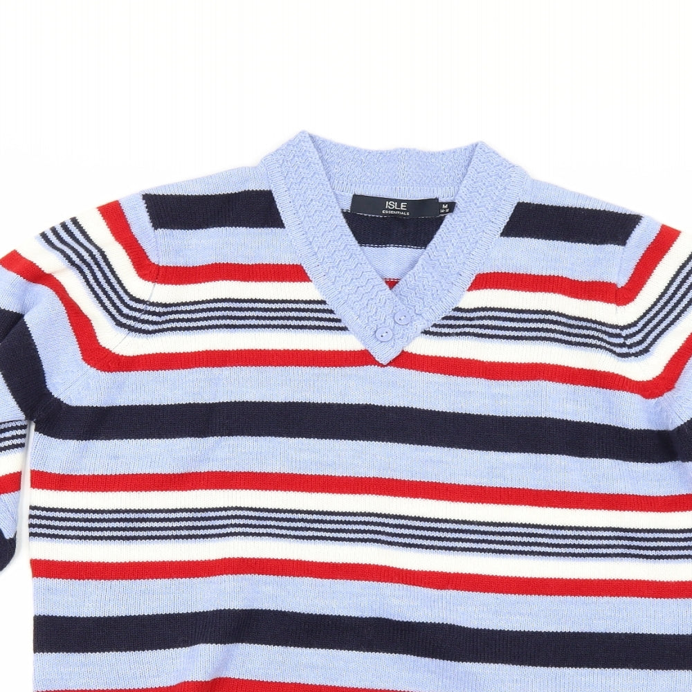 EWM Womens Blue Striped  Pullover Jumper Size M