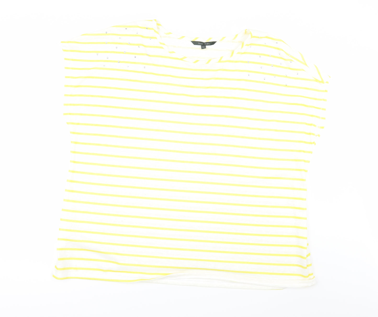 Love Tees Womens Yellow Striped  Basic T-Shirt Size 24