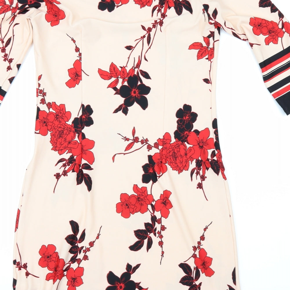 Primark Womens Orange Floral  A-Line  Size 10