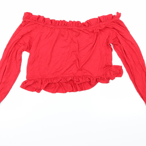 PRETTYLITTLETHING Womens Red   Cropped T-Shirt Size 16
