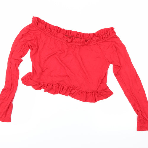 PRETTYLITTLETHING Womens Red   Cropped T-Shirt Size 16