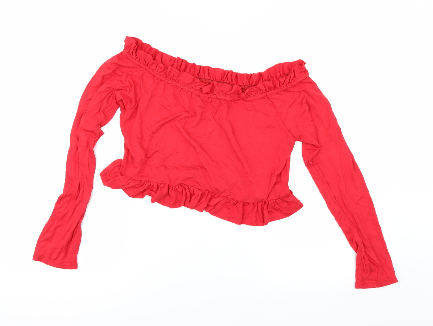 PRETTYLITTLETHING Womens Red   Cropped T-Shirt Size 16