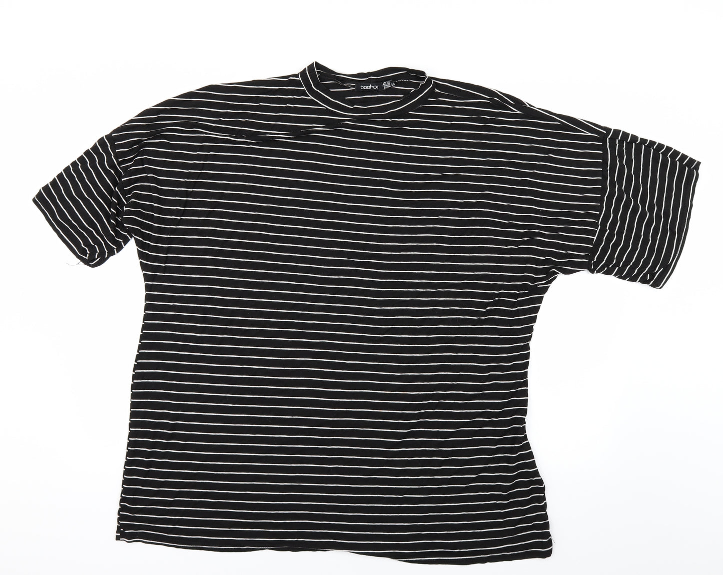 Boohoo Womens Black Striped  Basic T-Shirt Size 22