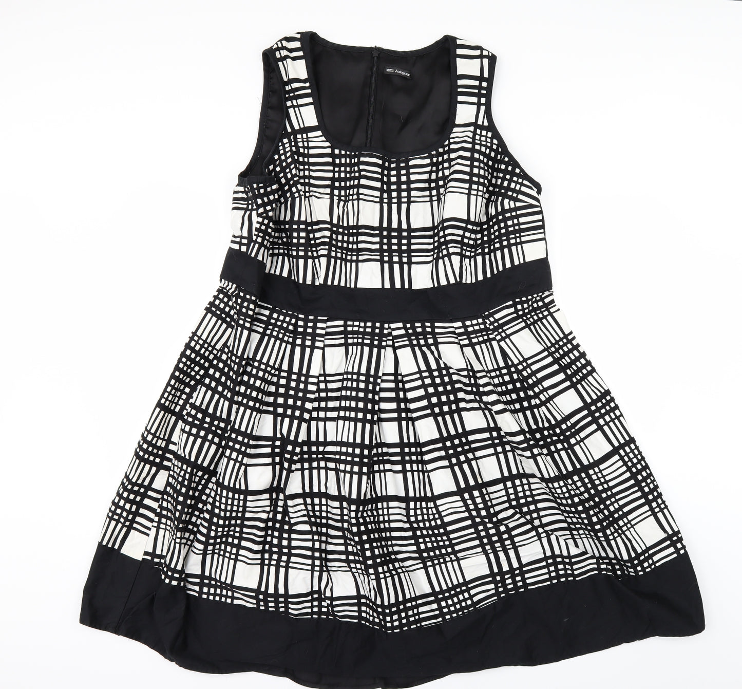 Marks and Spencer Womens Black Check  A-Line  Size 22