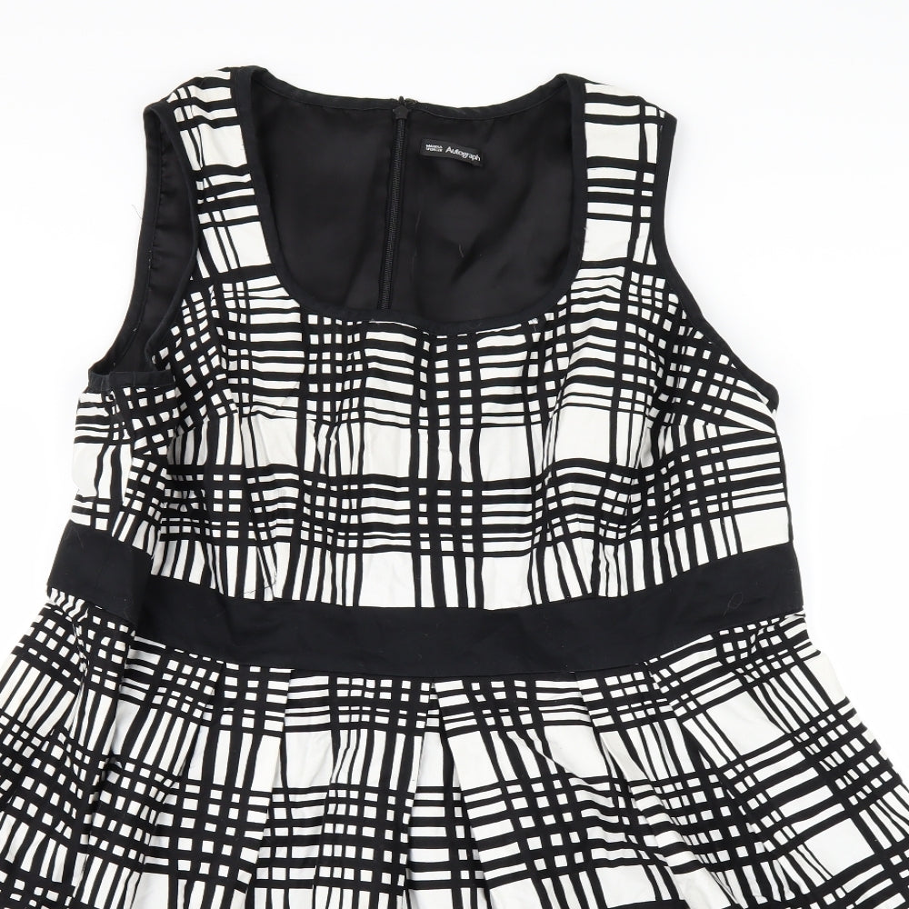 Marks and Spencer Womens Black Check  A-Line  Size 22