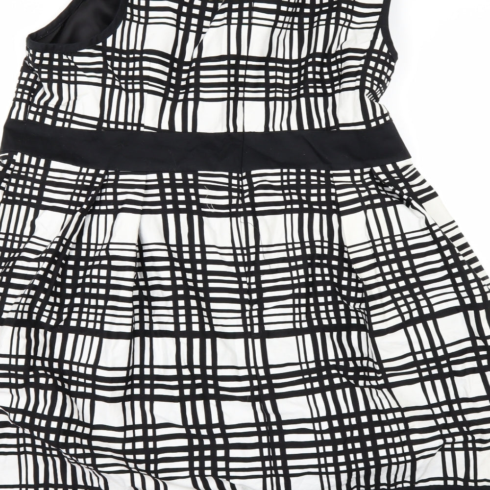 Marks and Spencer Womens Black Check  A-Line  Size 22