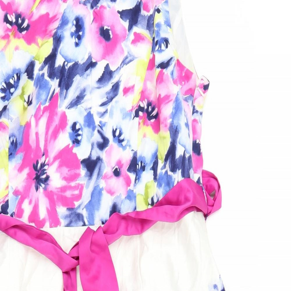 Debenhams Womens White Floral  A-Line  Size 22