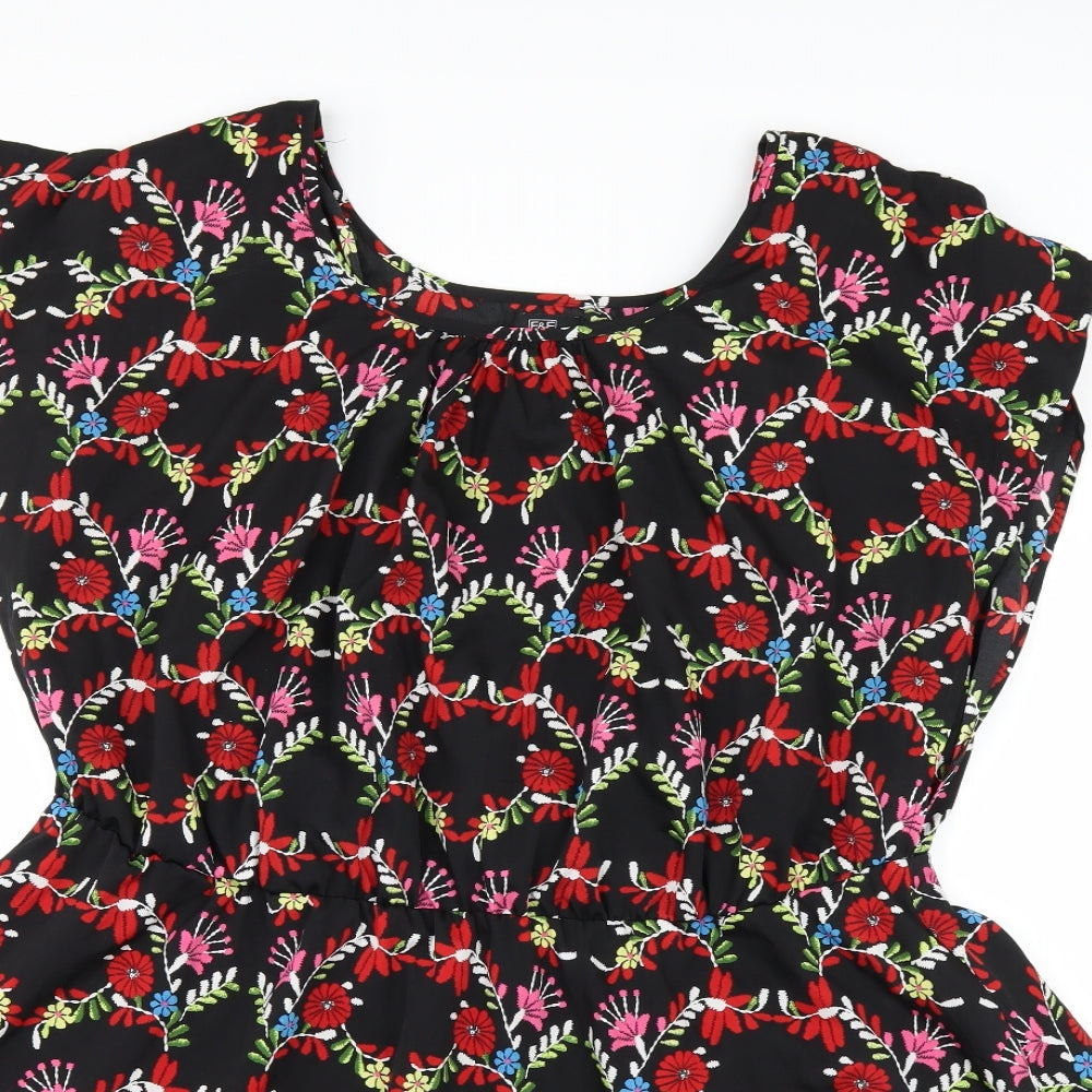 F&F Womens Black Floral  A-Line  Size 22