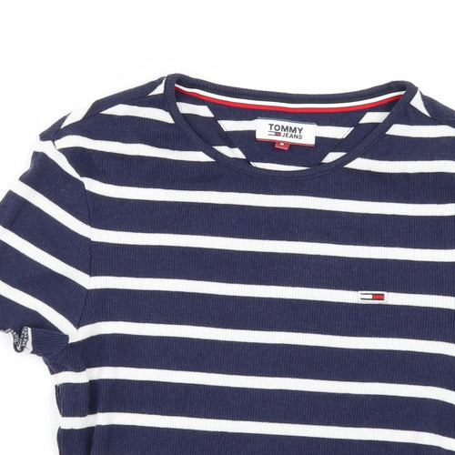 Tommy Jeans Womens Blue Striped  Basic T-Shirt Size S