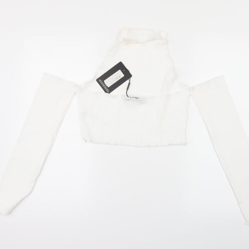 PRETTYLITTLETHING Womens White   Cropped T-Shirt Size 16