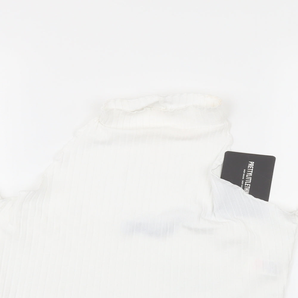 PRETTYLITTLETHING Womens White   Cropped T-Shirt Size 16