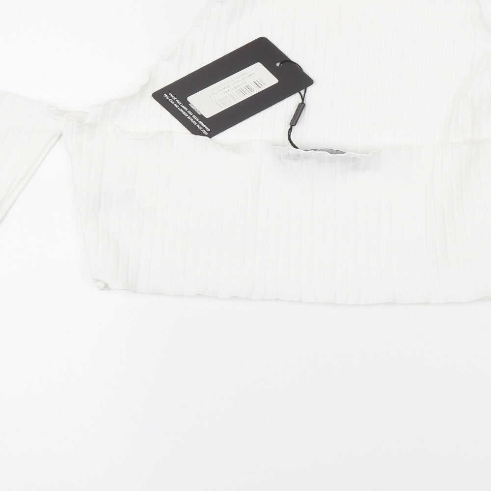 PRETTYLITTLETHING Womens White   Cropped T-Shirt Size 16