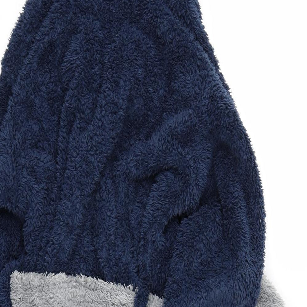 4Kids Boys Blue Solid Fleece  Gown Size 11-12 Years