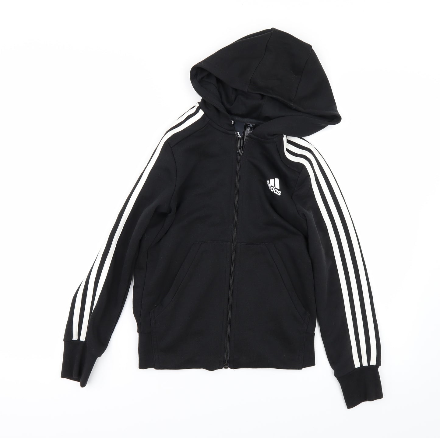 adidas Boys Black   Full Zip Hoodie Size 9-10 Years