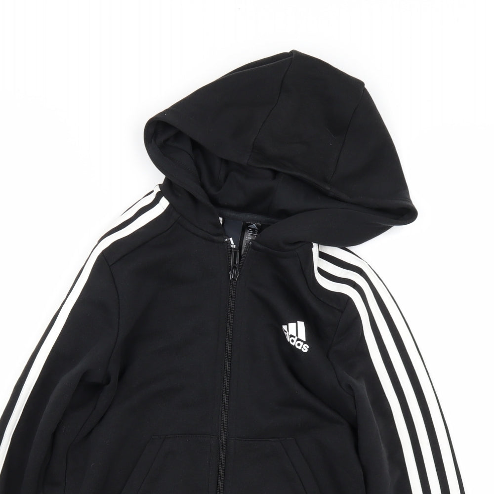 adidas Boys Black   Full Zip Hoodie Size 9-10 Years