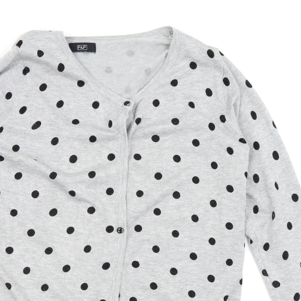 F&F Womens Grey Polka Dot  Cardigan Jumper Size 14