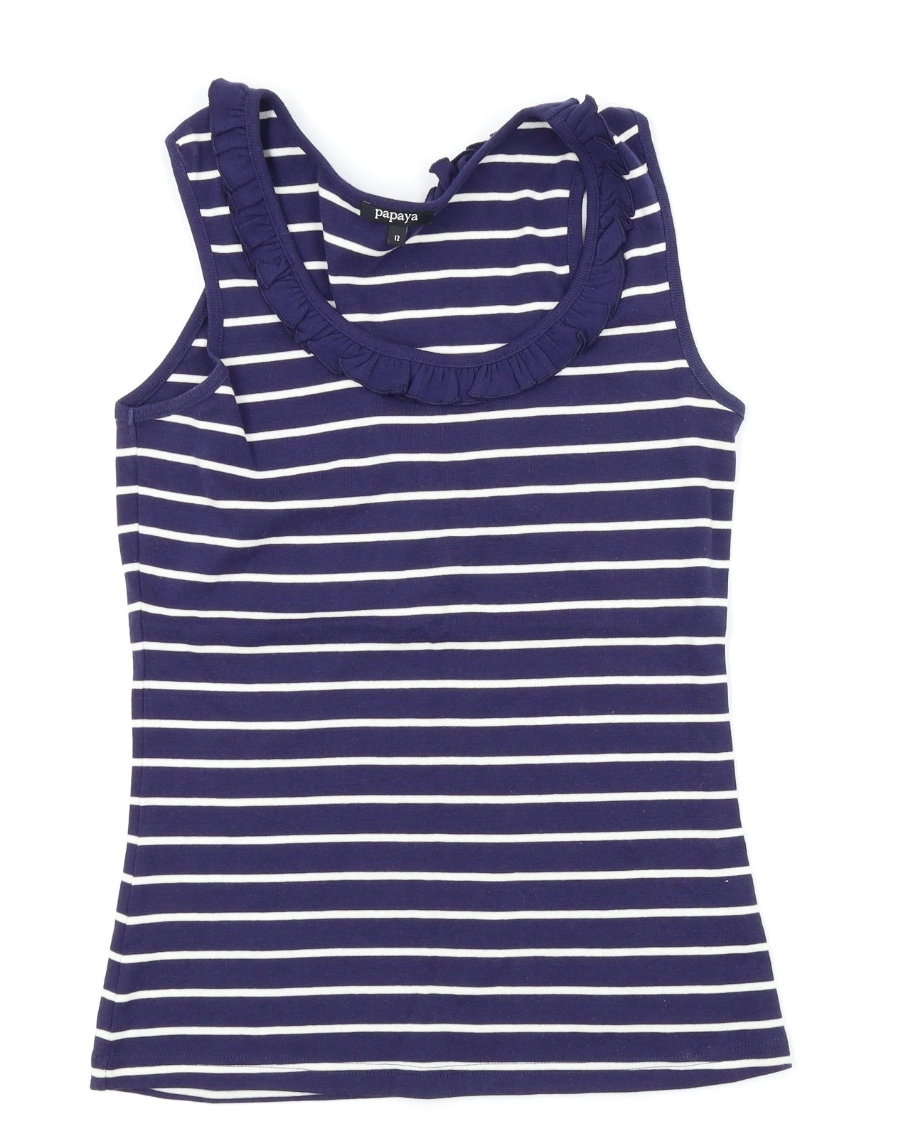 Papaya Womens Black Striped  Basic Tank Size 12