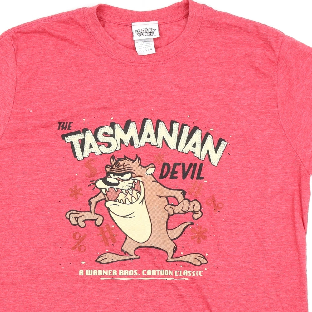 Looney Tunes Mens Pink    T-Shirt Size L