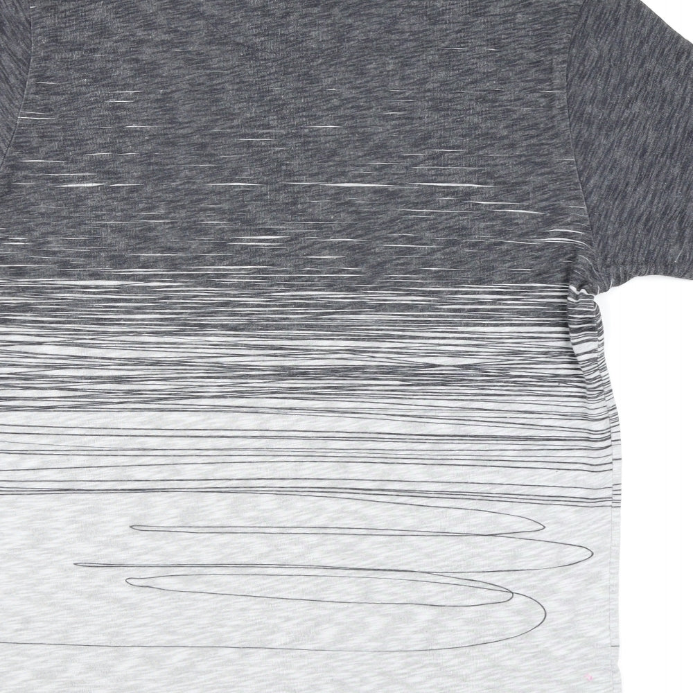 River Island Mens Grey Striped   T-Shirt Size L