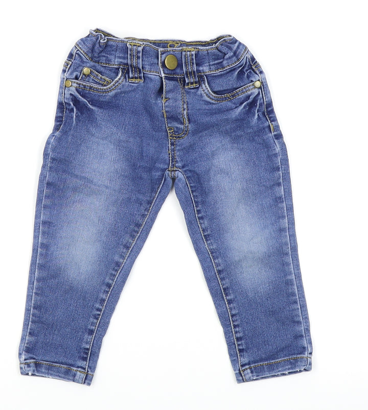 Evie Angel Girls Blue Cargo Jeans Size 12-18 Months