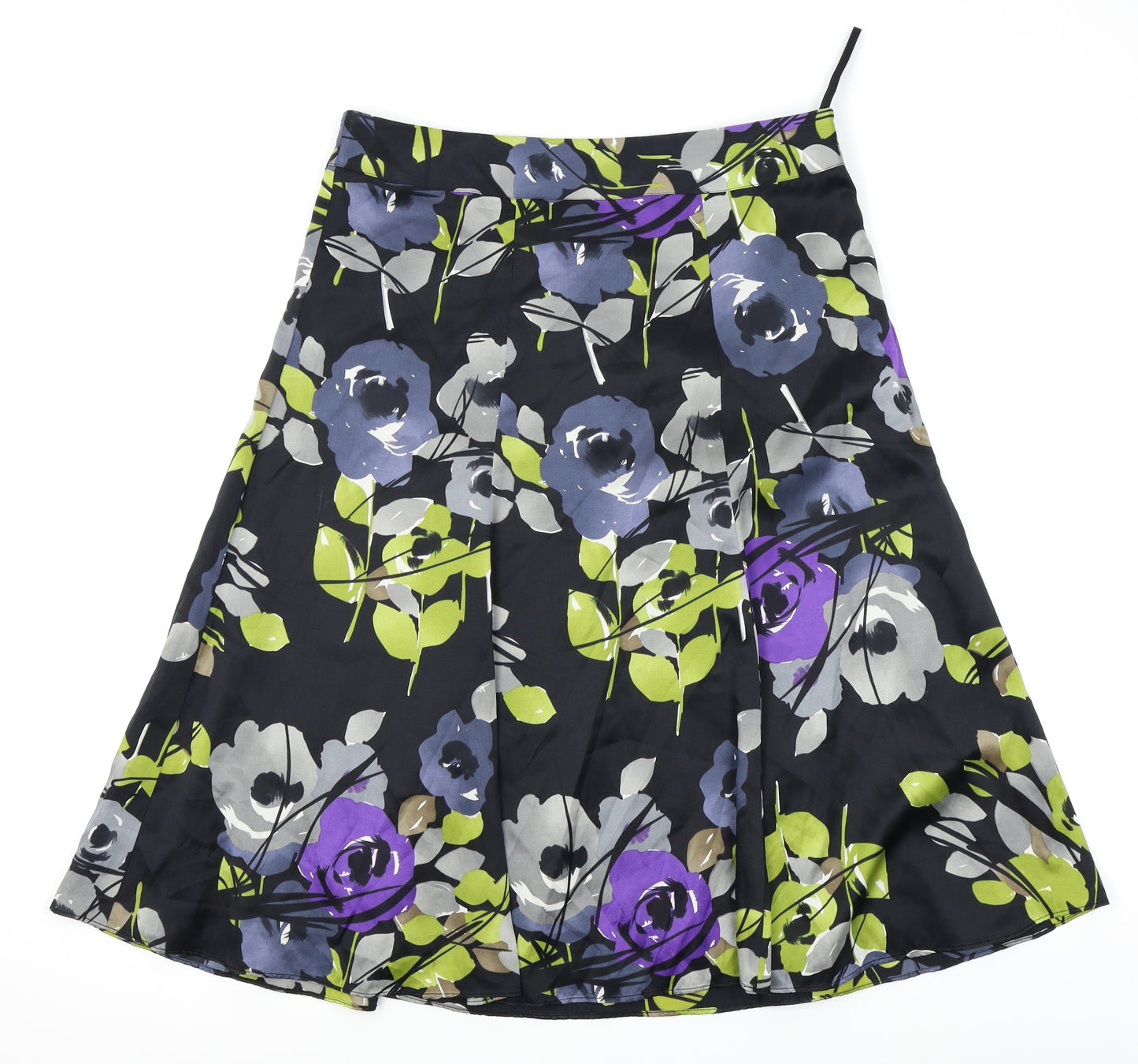 Monsoon Womens Black Floral  Pleated Skirt Size 14