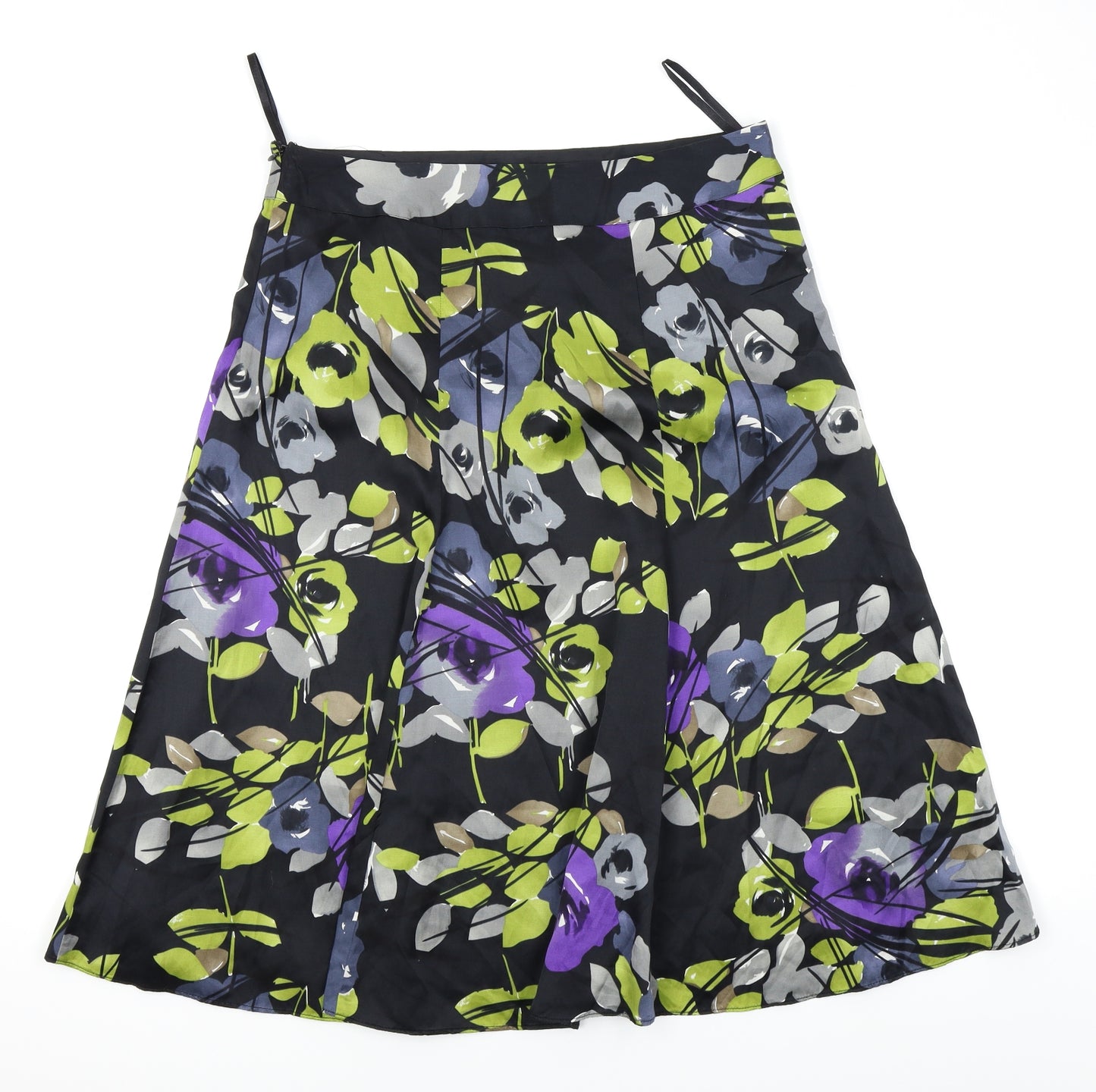 Monsoon Womens Black Floral  Pleated Skirt Size 14