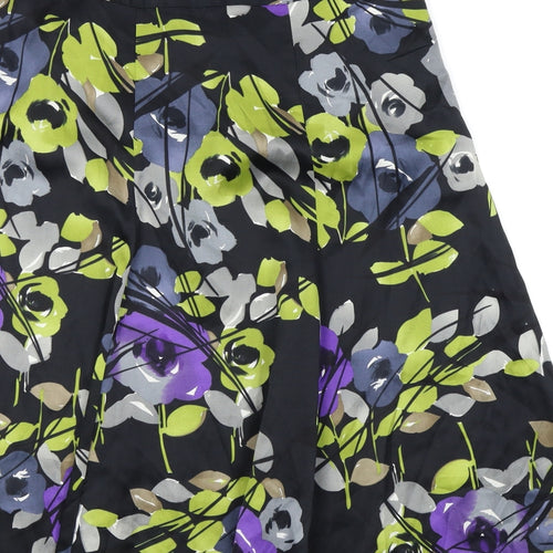 Monsoon Womens Black Floral  Pleated Skirt Size 14