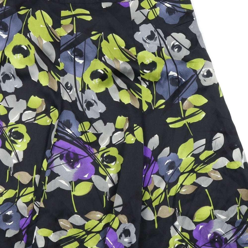 Monsoon Womens Black Floral  Pleated Skirt Size 14