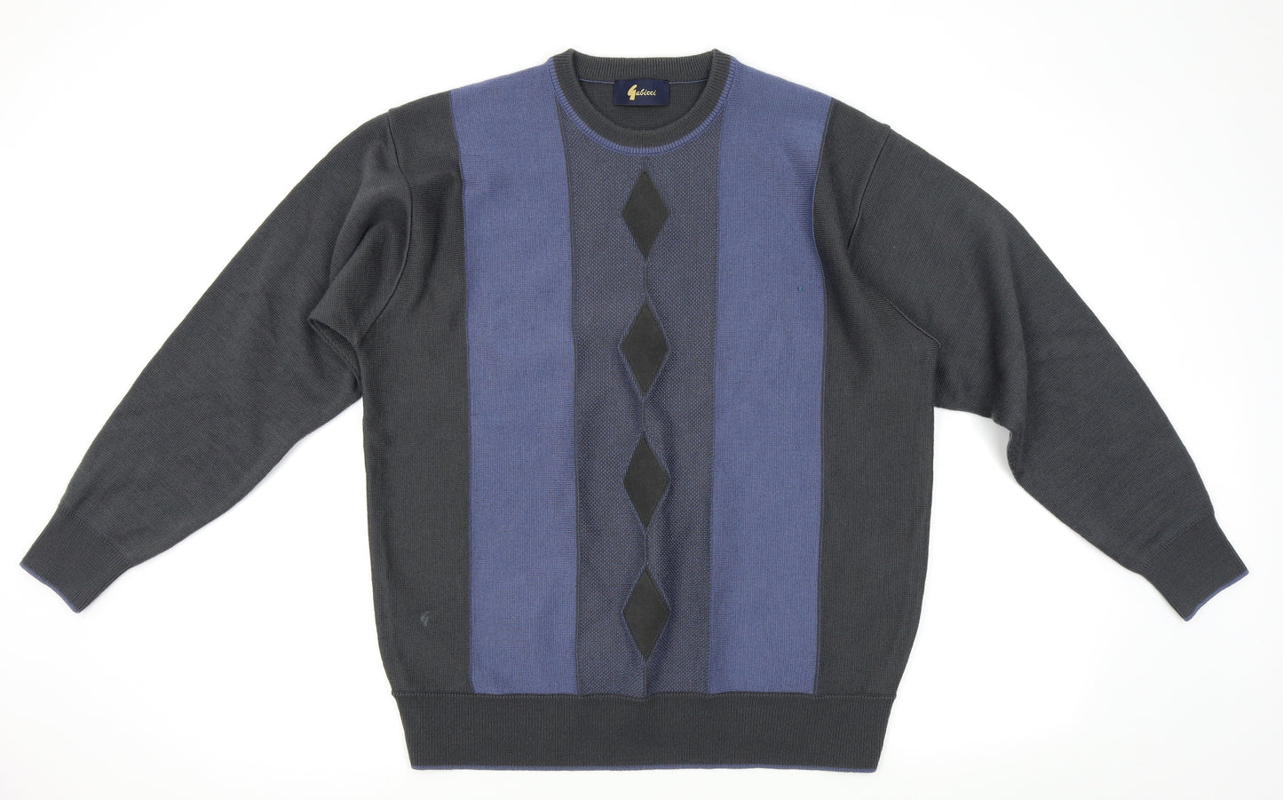 galicci Mens Grey Argyle/Diamond  Pullover Sweatshirt Size L