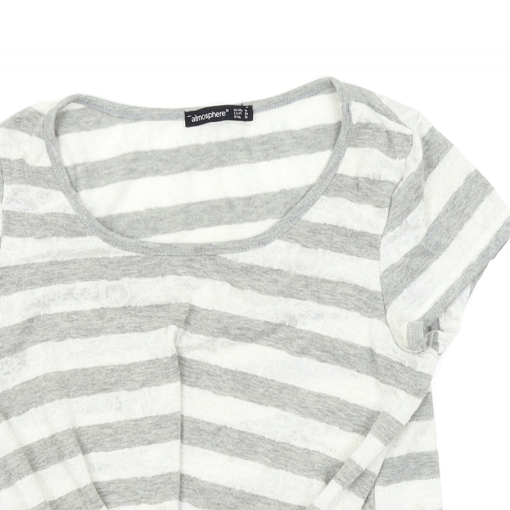 Primark Womens Grey Striped  Basic T-Shirt Size 10