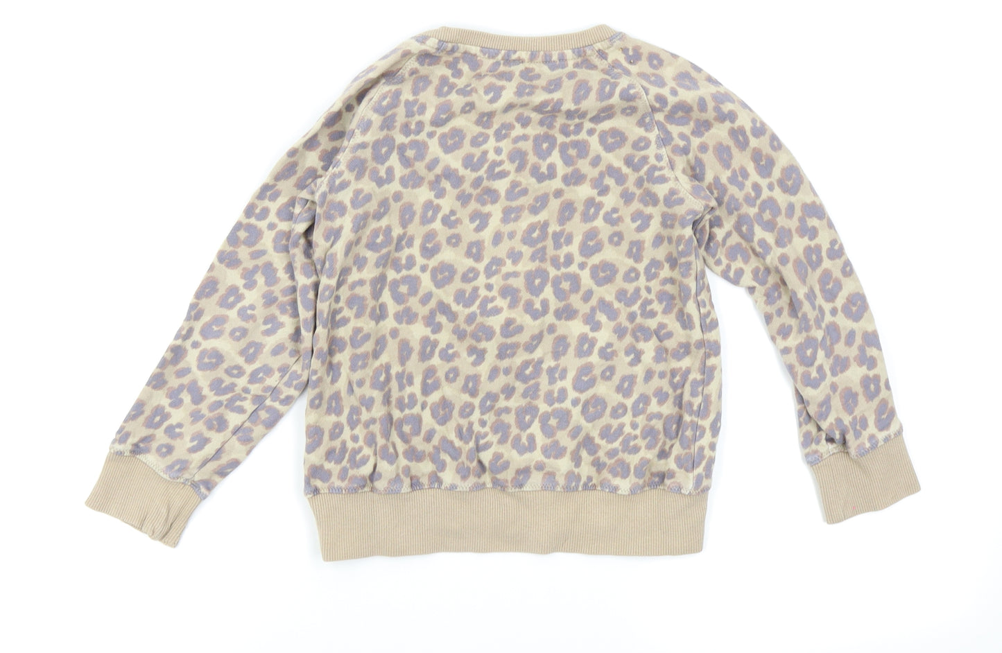 NEXT Girls Beige Animal Print  Pullover Jumper Size 7 Years