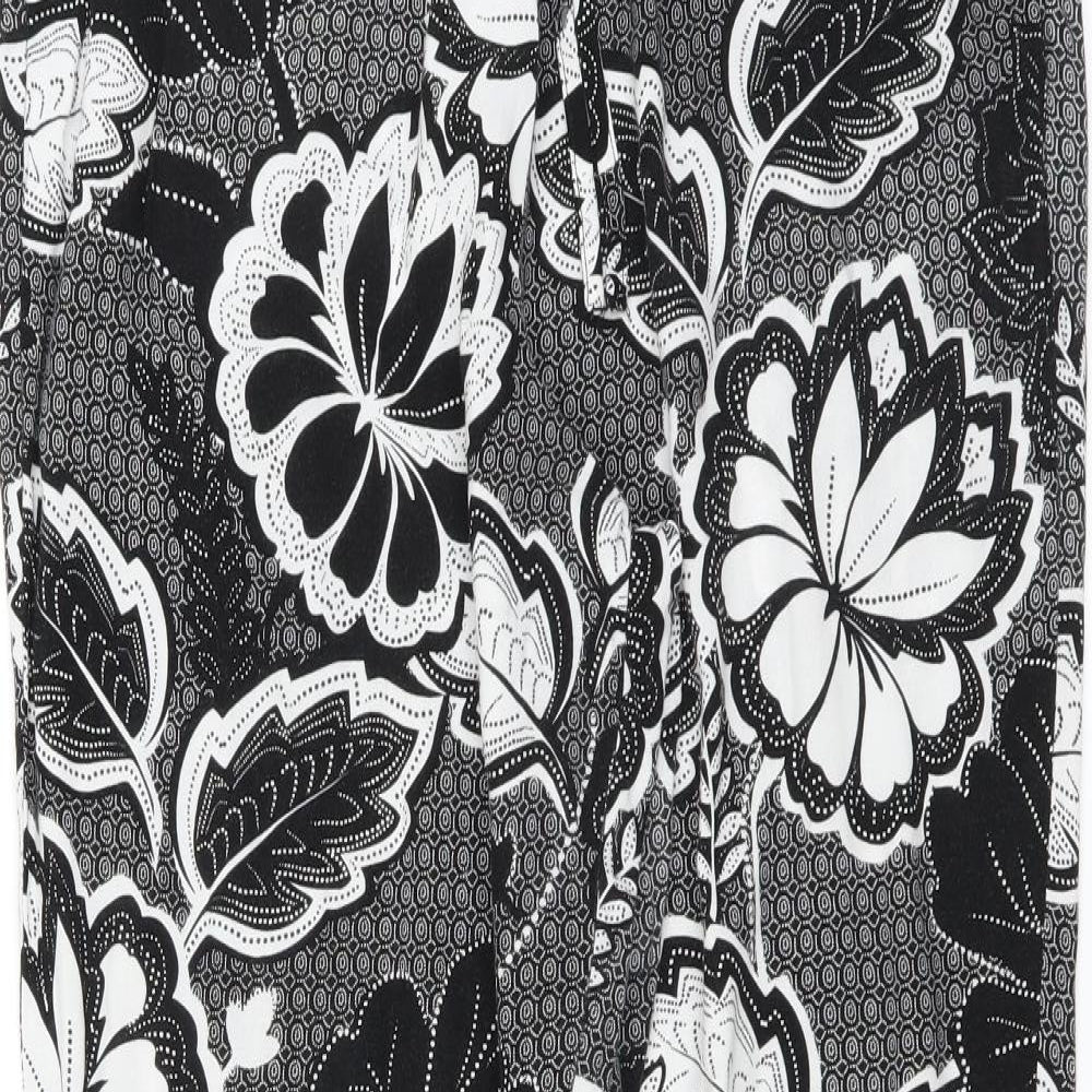 F&F Womens Black Floral  Trousers  Size 14 L28 in
