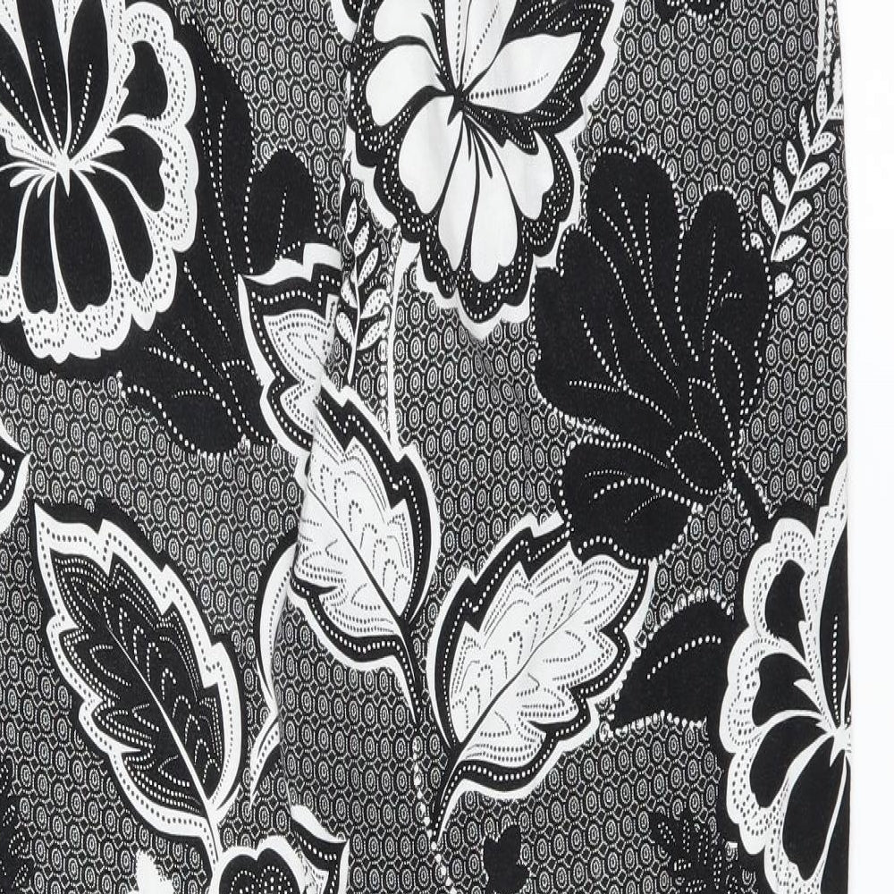 F&F Womens Black Floral  Trousers  Size 14 L28 in
