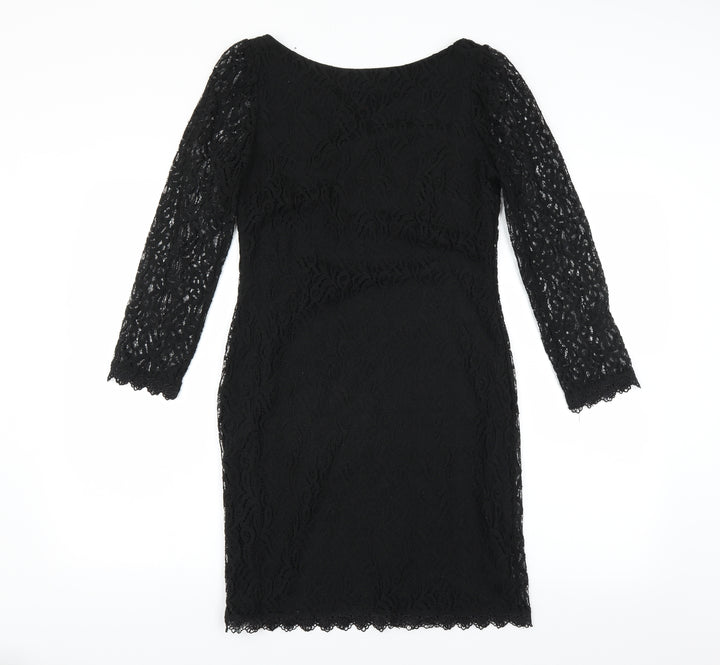 Primark Womens Black Pencil Dress Size 8 - lace detail