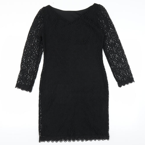 Primark Womens Black   Pencil Dress  Size 8  - lace detail