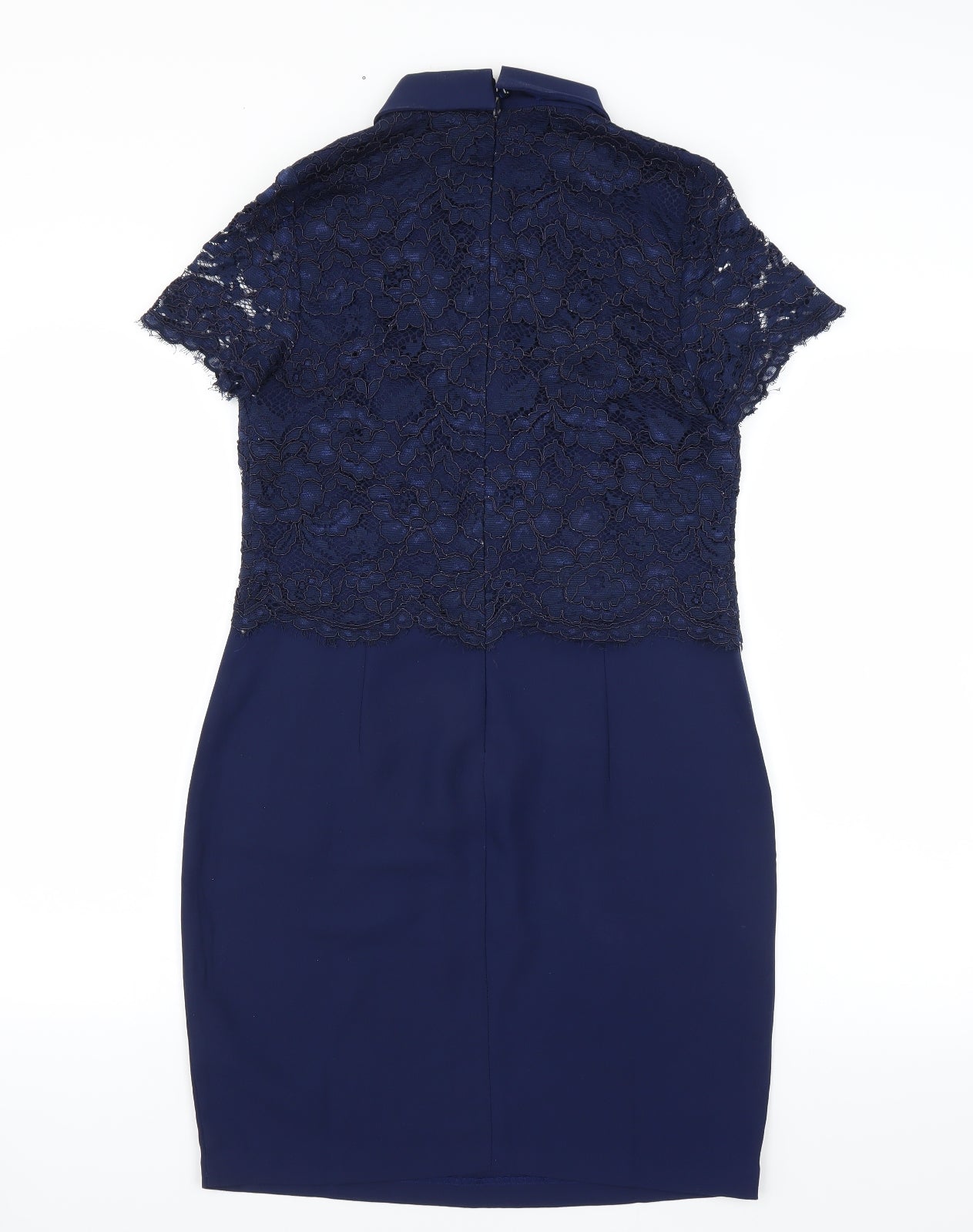 Definitions Womens Blue Floral  Sheath  Size 10  - Lace Top