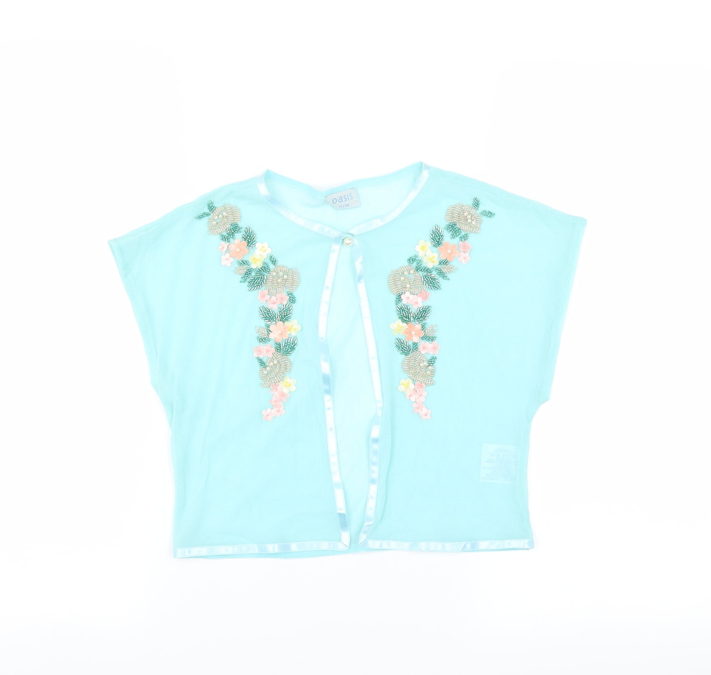 Oasis Womens Blue   Basic Blouse Size 12  - sheer shrug