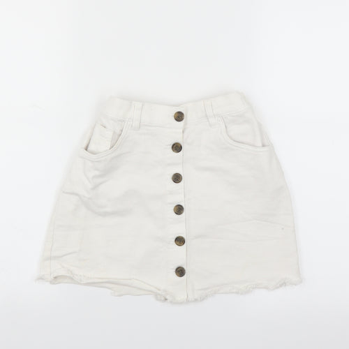 F&F Girls White  Denim A-Line Skirt Size 10-11 Years