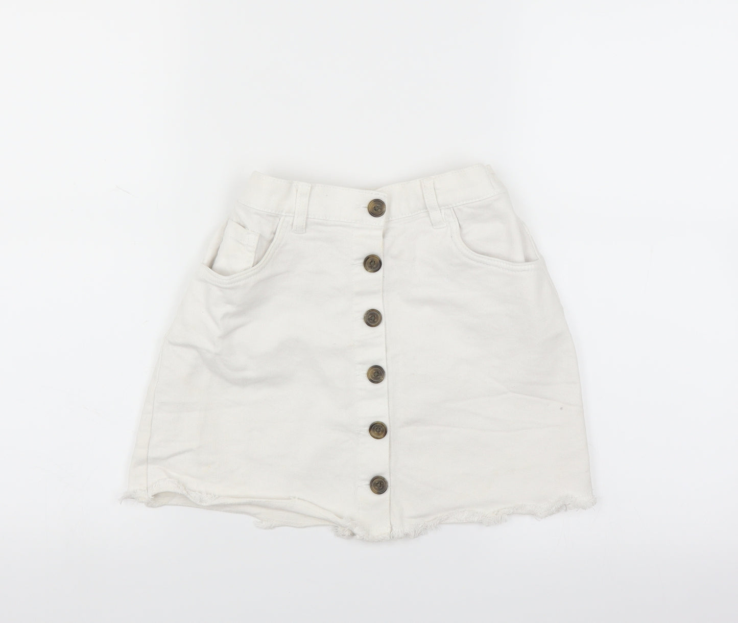 F&F Girls White  Denim A-Line Skirt Size 10-11 Years