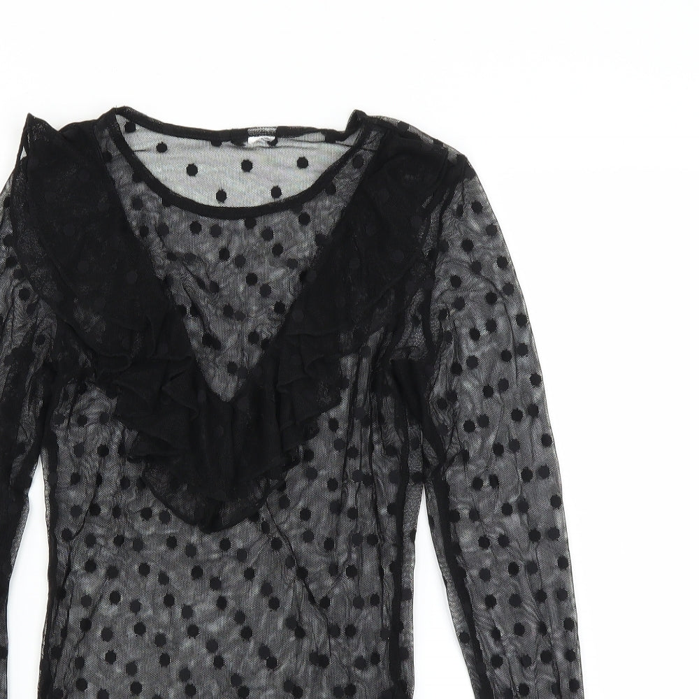 H&M Womens Black Polka Dot  Basic Blouse   - sheer