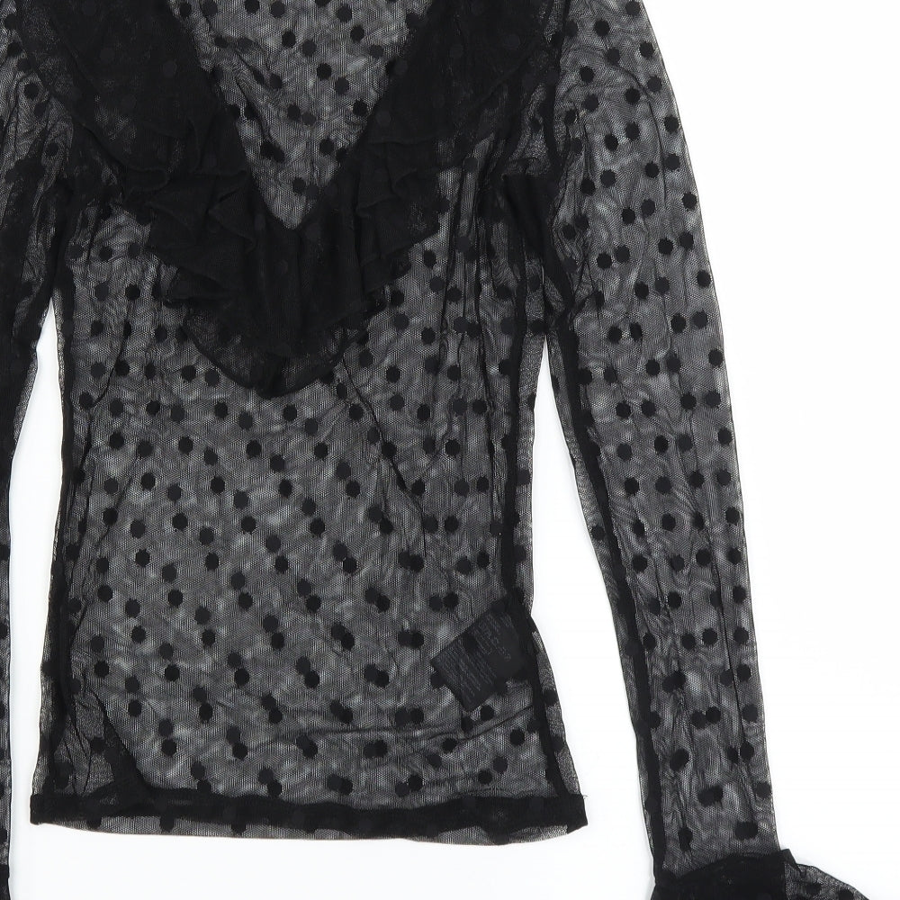 H&M Womens Black Polka Dot  Basic Blouse   - sheer