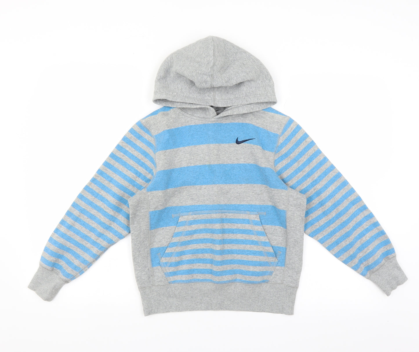 Nike Boys Grey Striped  Pullover Hoodie Size S